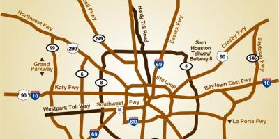 Peta dari Houston jalan raya