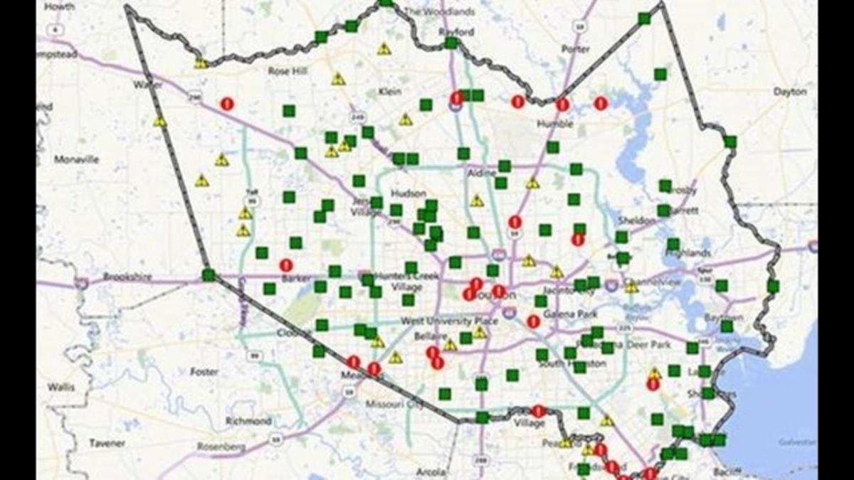 peta daerah banjir di Houston