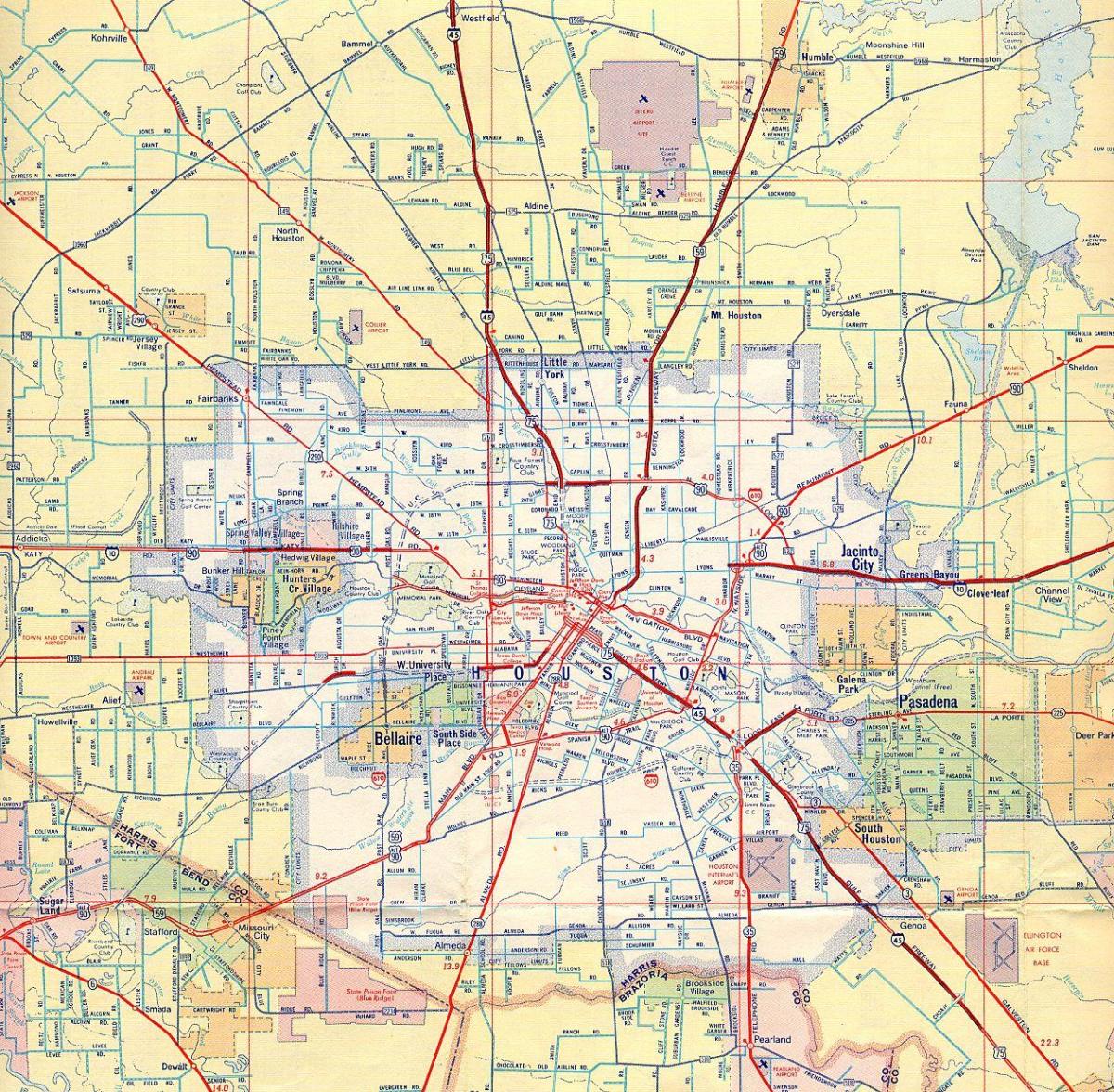 peta dari Houston jalan raya