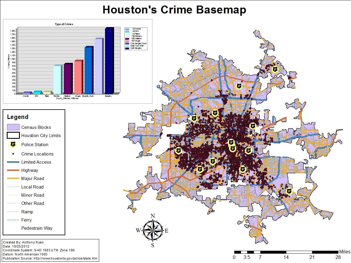 Houston tingkat kejahatan peta