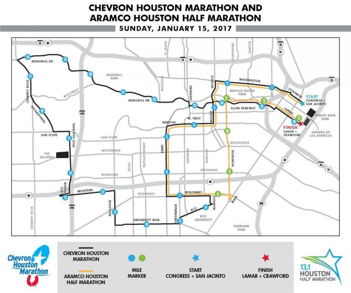 peta dari Houston marathon