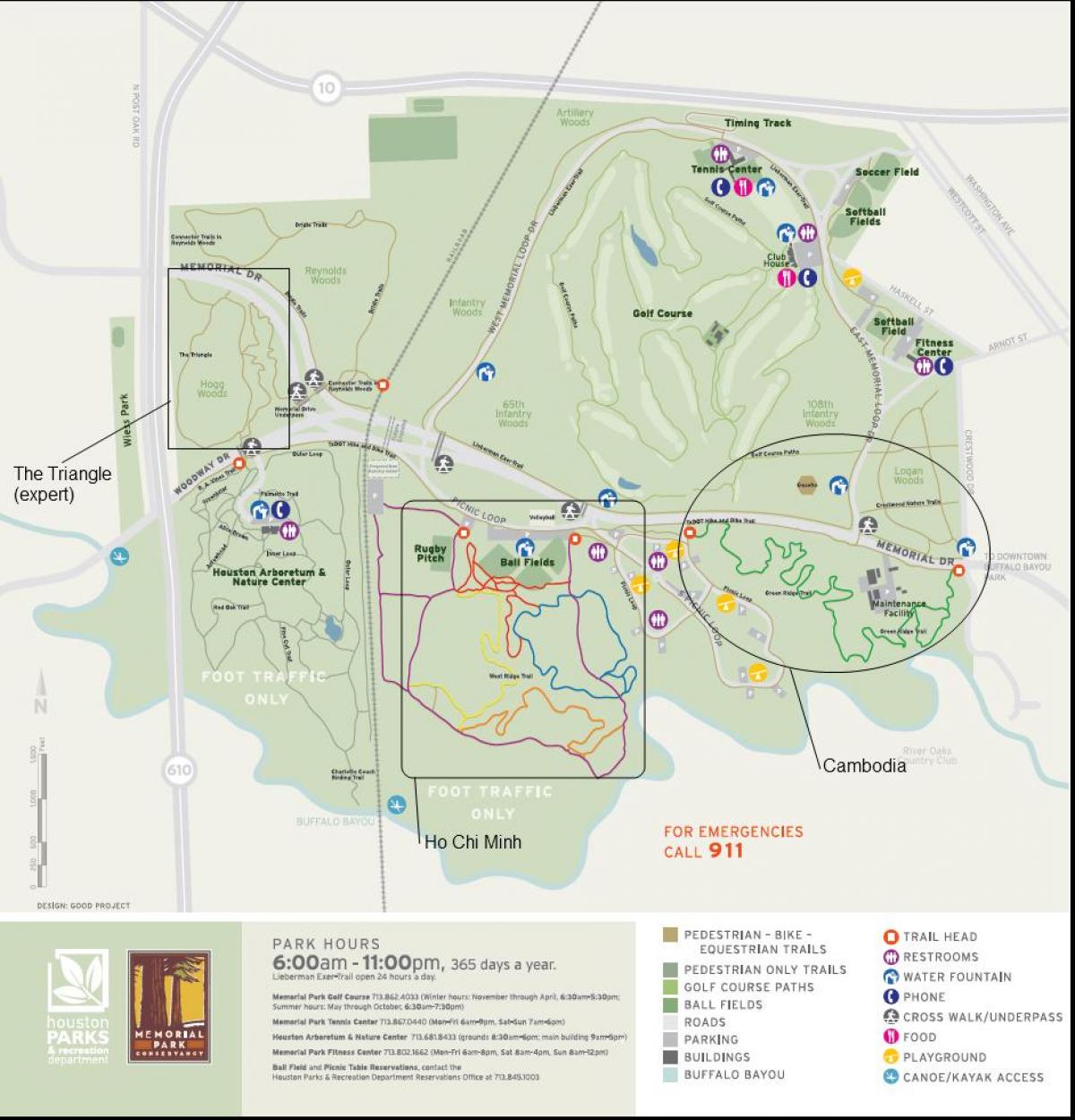 peta dari taman Memorial Houston