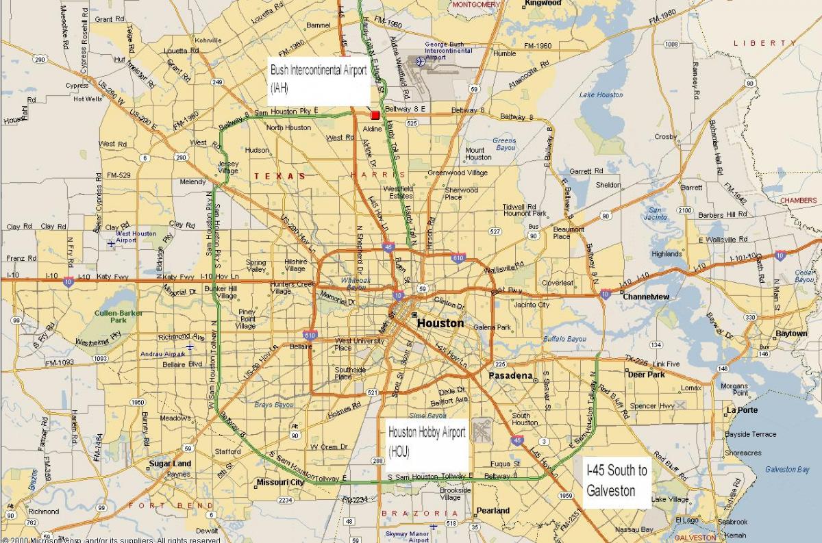 peta dari Houston area metro