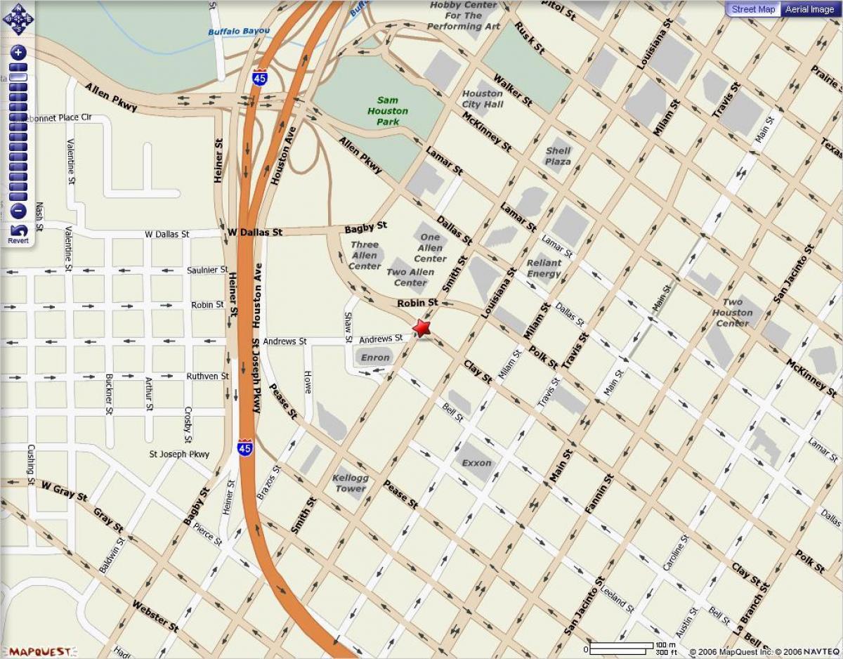 peta dari pusat kota Houston