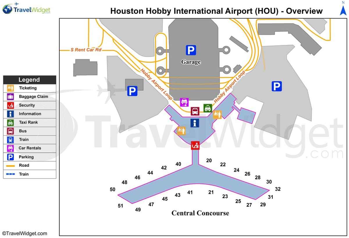 Houston bandara terminal peta