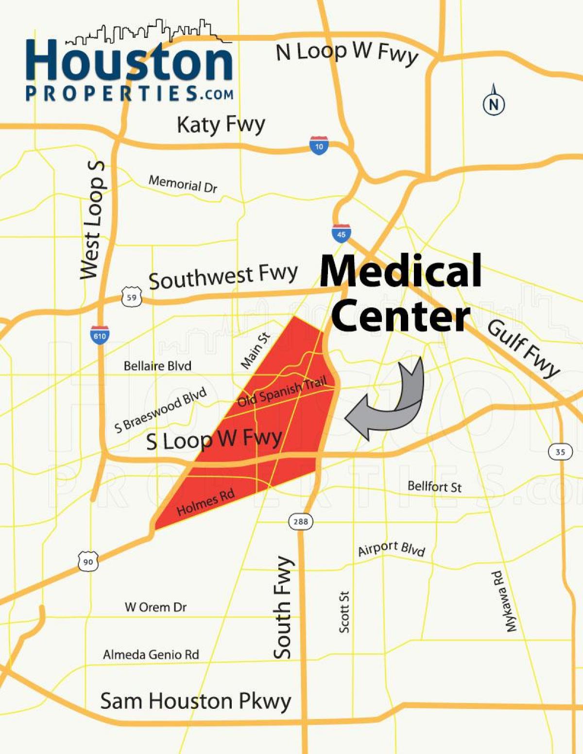 peta dari pusat medis Houston