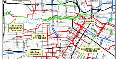Jalur sepeda Houston peta