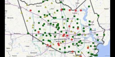 Peta daerah banjir di Houston